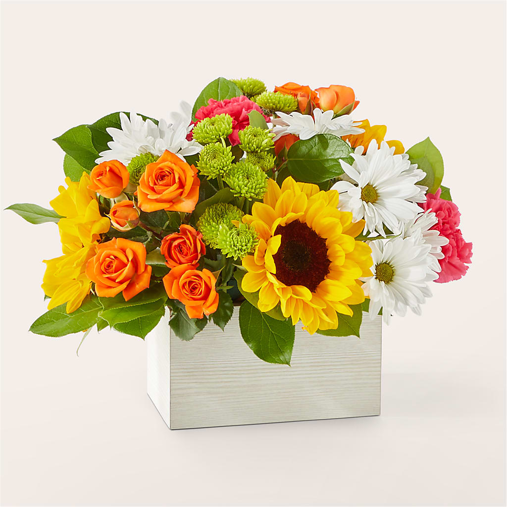 Sun-drenched Blooms Box Bouquet – Decor Flowers And Events, Katy TX