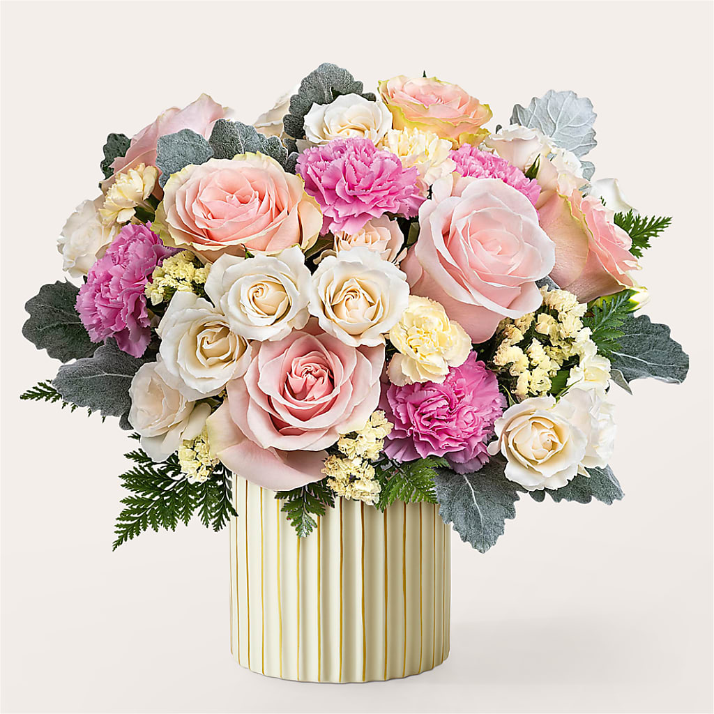 Blissful Moments Bouquet with Ivory Vase – Decor Flowers And Events, Katy TX