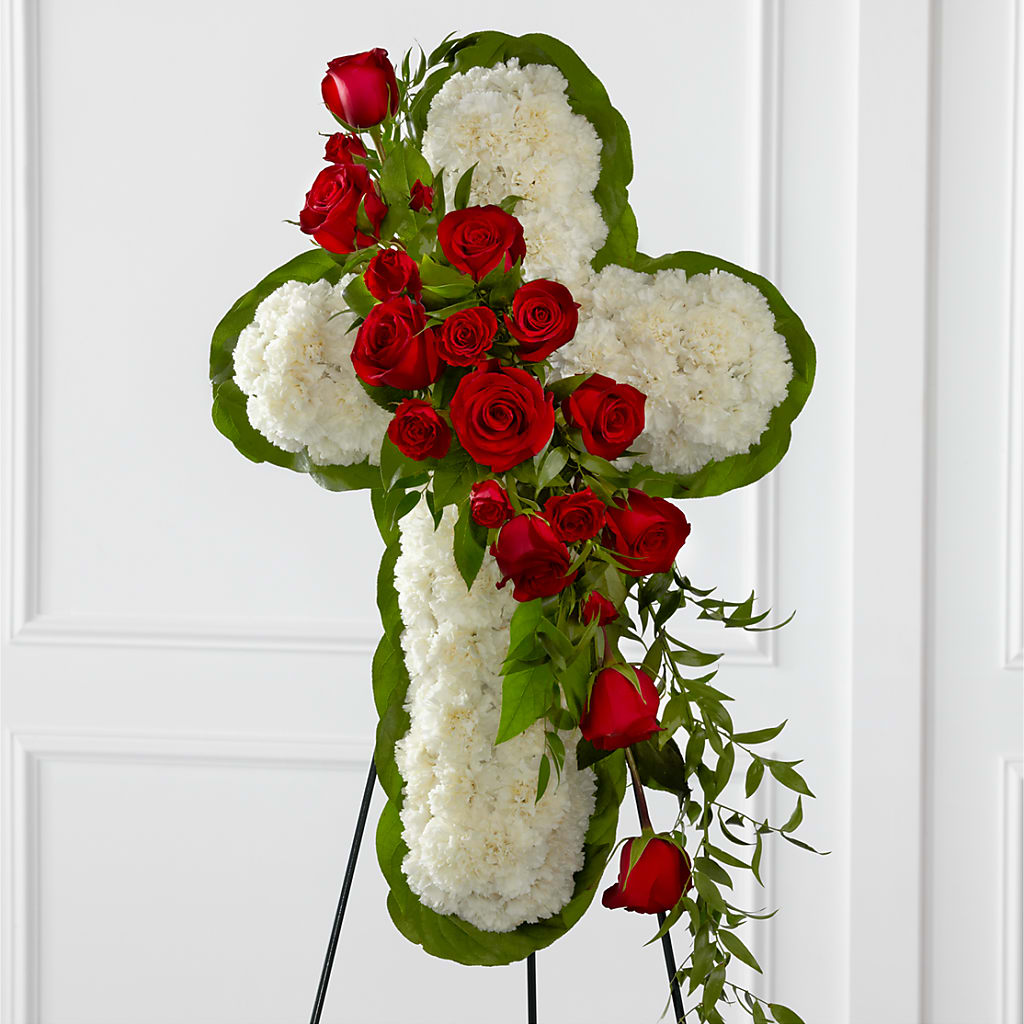 Floral Cross Easel – Decor Flowers And Events, Katy TX