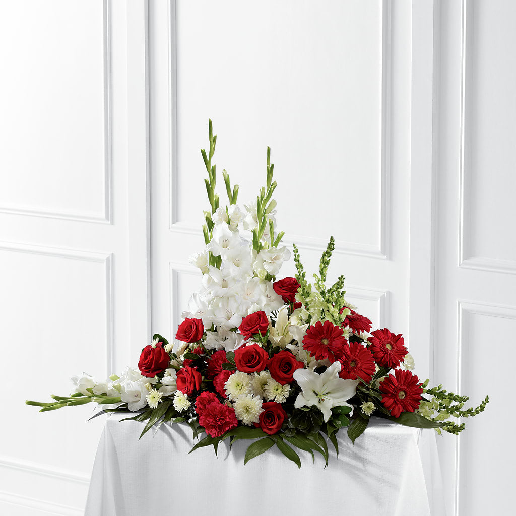 Crimson & White Arrangement – Decor Flowers And Events, Katy TX