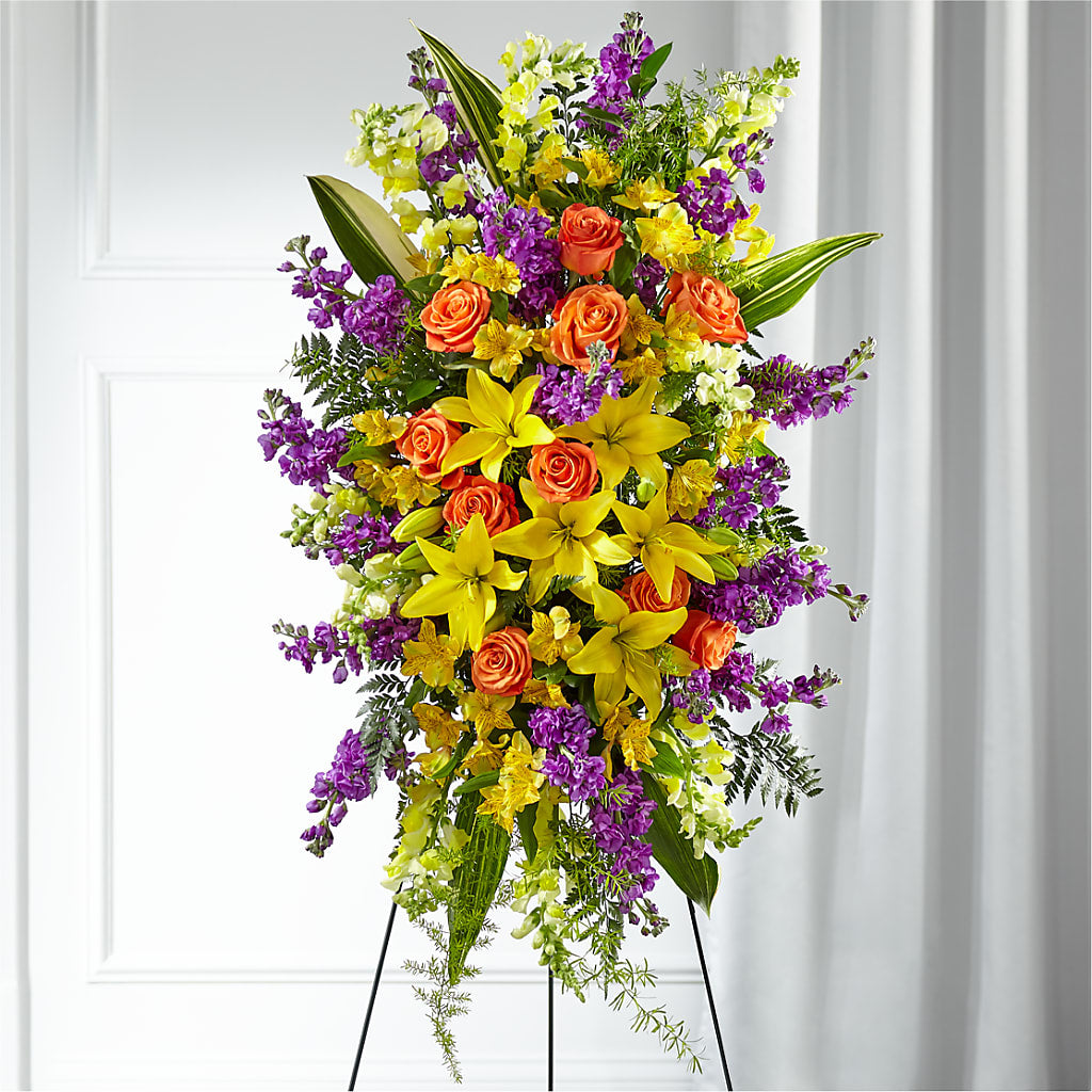 Thoughtful Prayers Standing Spray – Decor Flowers And Events, Katy TX