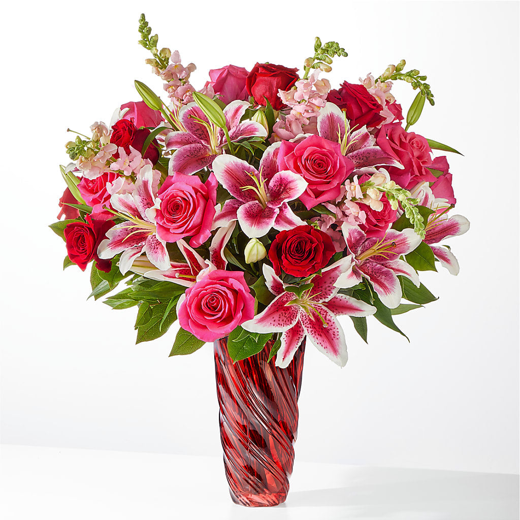 Always You Bouquet with Luxe Swirl Vase – Decor Flowers And Events, Katy TX